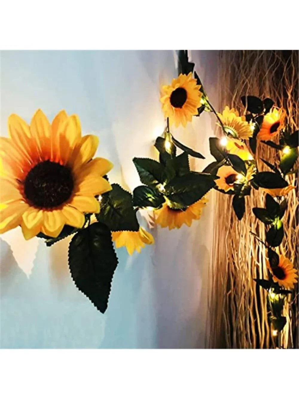 Sunflower Garland With LED Lights Artificial Flower Vine Wall Hanging Decor
